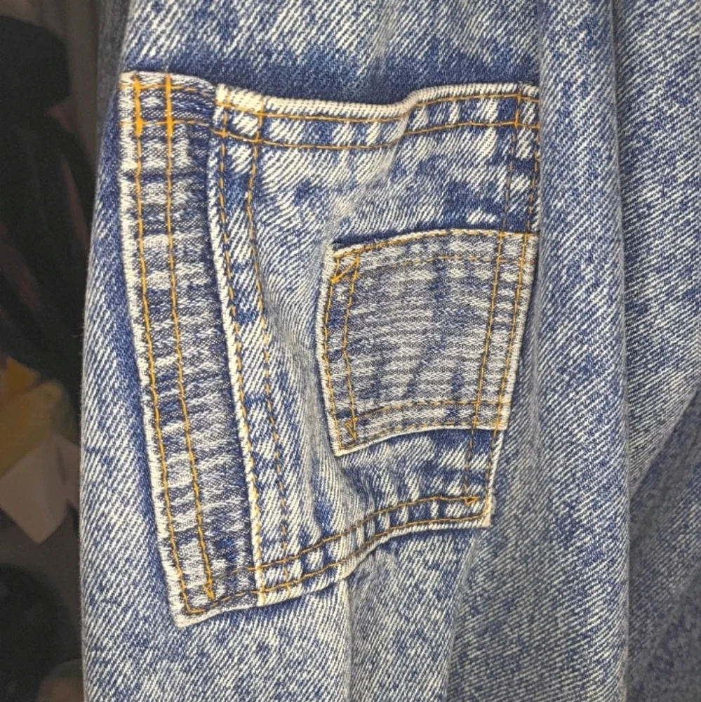 Acid Wash High Quality Denim Jacket Artisan Designed Bomber Style Men's Large - Picture 7 of 13